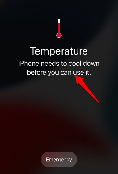 écran d'avertissement de surchauffe de l'iPhone