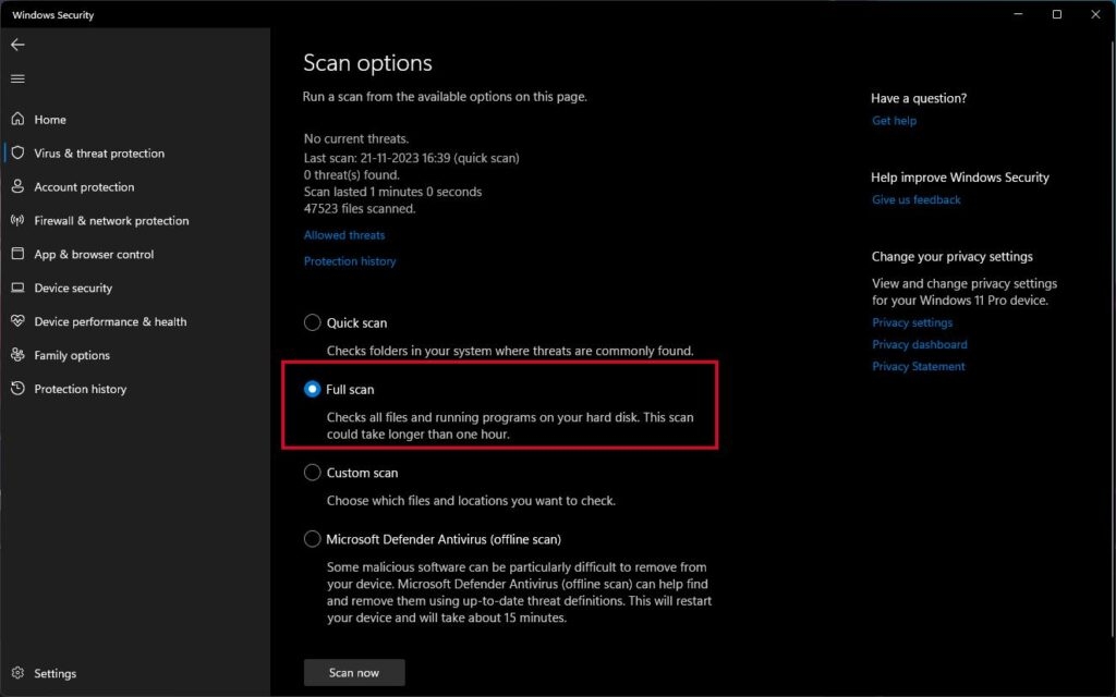 Verificação Completa de Segurança do Windows