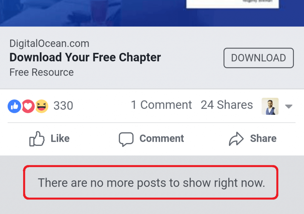 Facebook no hay más publicaciones para mostrar en este momento