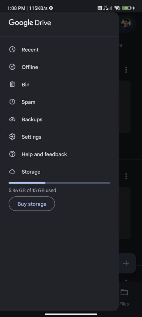 Opções do Google Drive - Limpar Cache do Google Drive