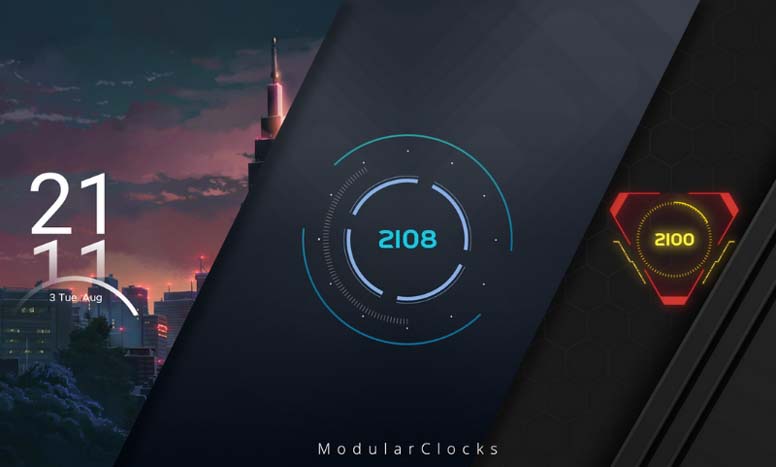 skin rainmeter orologio modulare arctech