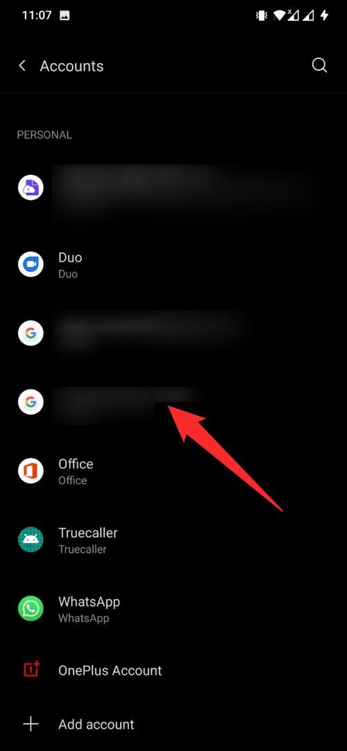 Sélectionner le compte Google