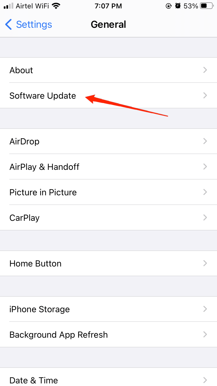 ソフトウェアアップデート iPhone