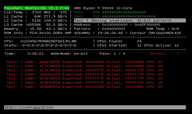 MemTest86 se lanzará por sí solo y comenzará a probar la memoria de tu computadora. La prueba puede tardar varias horas, dependiendo de cuánta RAM tenga tu computadora.