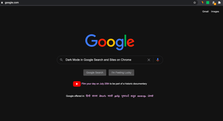 Dunkelmodus in Google-Suchergebnissen