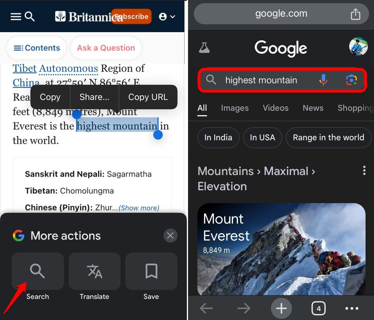 iPhoneでGoogle Chromeのコンテキスト検索を使用する方法