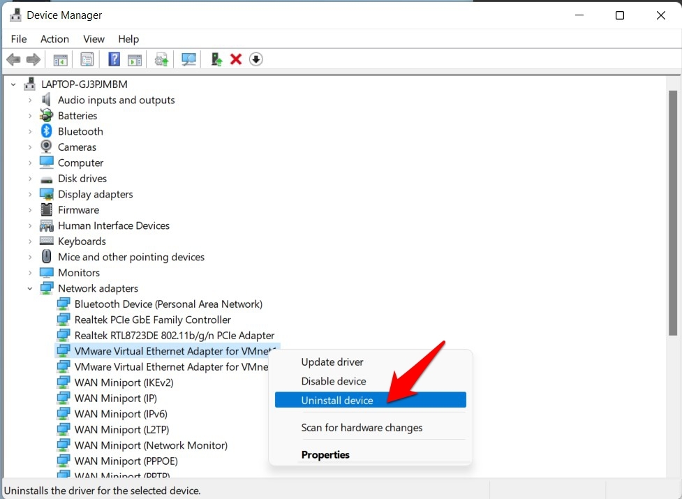 desinstalar controladores ethernet windows 11