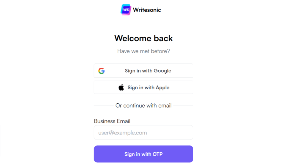 Login with WriteSonic
