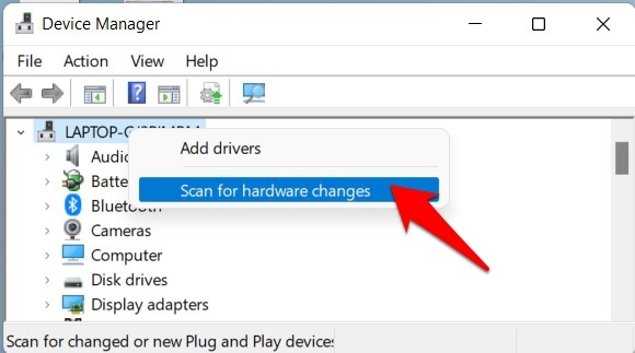 buscar cambios de hardware windows 11