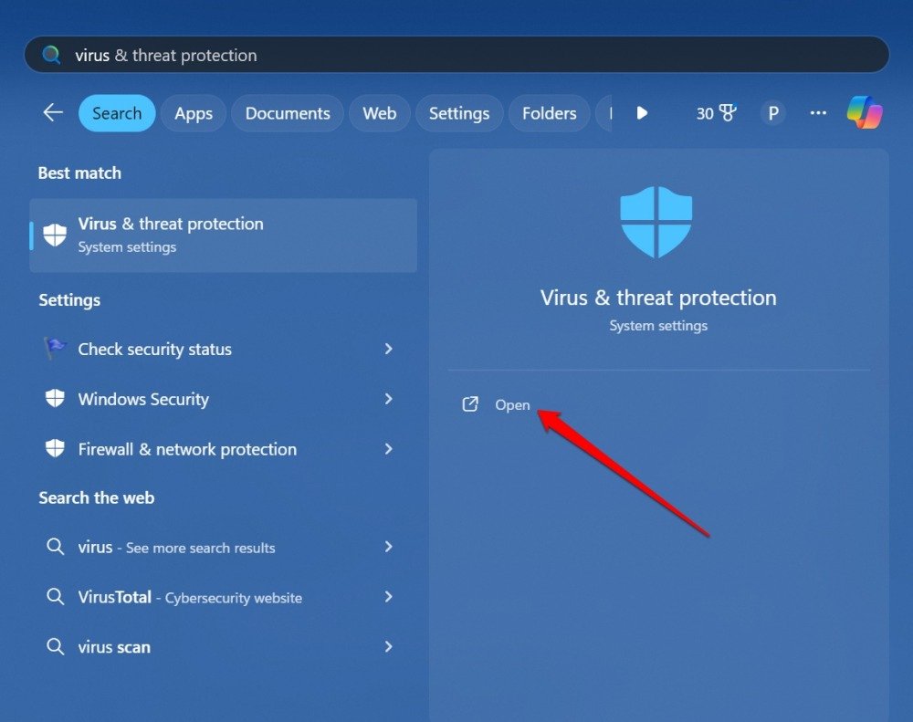 Windows 11でウイルスと脅威の保護を起動