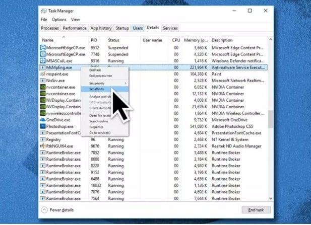 MsMpEng.exeの高いCPUおよびディスク使用率 - アンチマルウェアサービス実行可能ファイルの高いCPU使用率