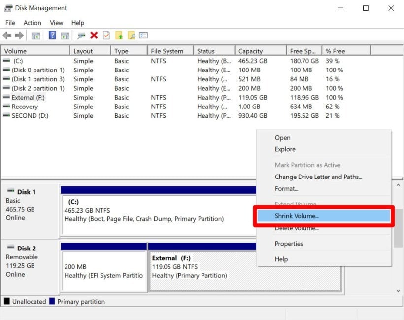Partitionner un disque dur externe