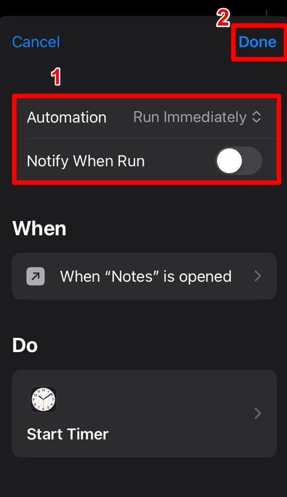 Verknüpfung ausführen, um die App auf dem iPhone zu sperren