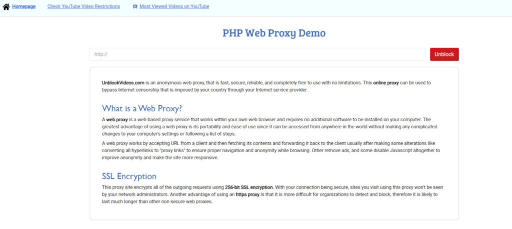 Unblock Videos - Mejores Sitios Proxy de YouTube