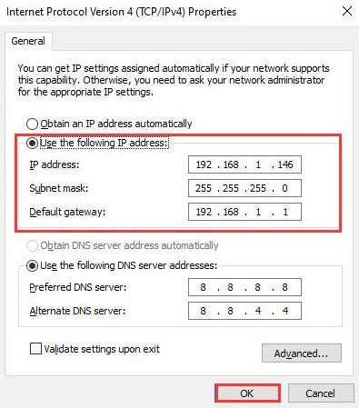 Establecer tu dirección IP manualmente