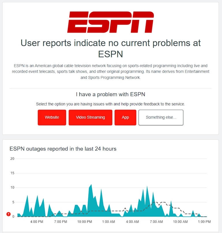 ESPN Serverstatus - ESPN-App funktioniert nicht