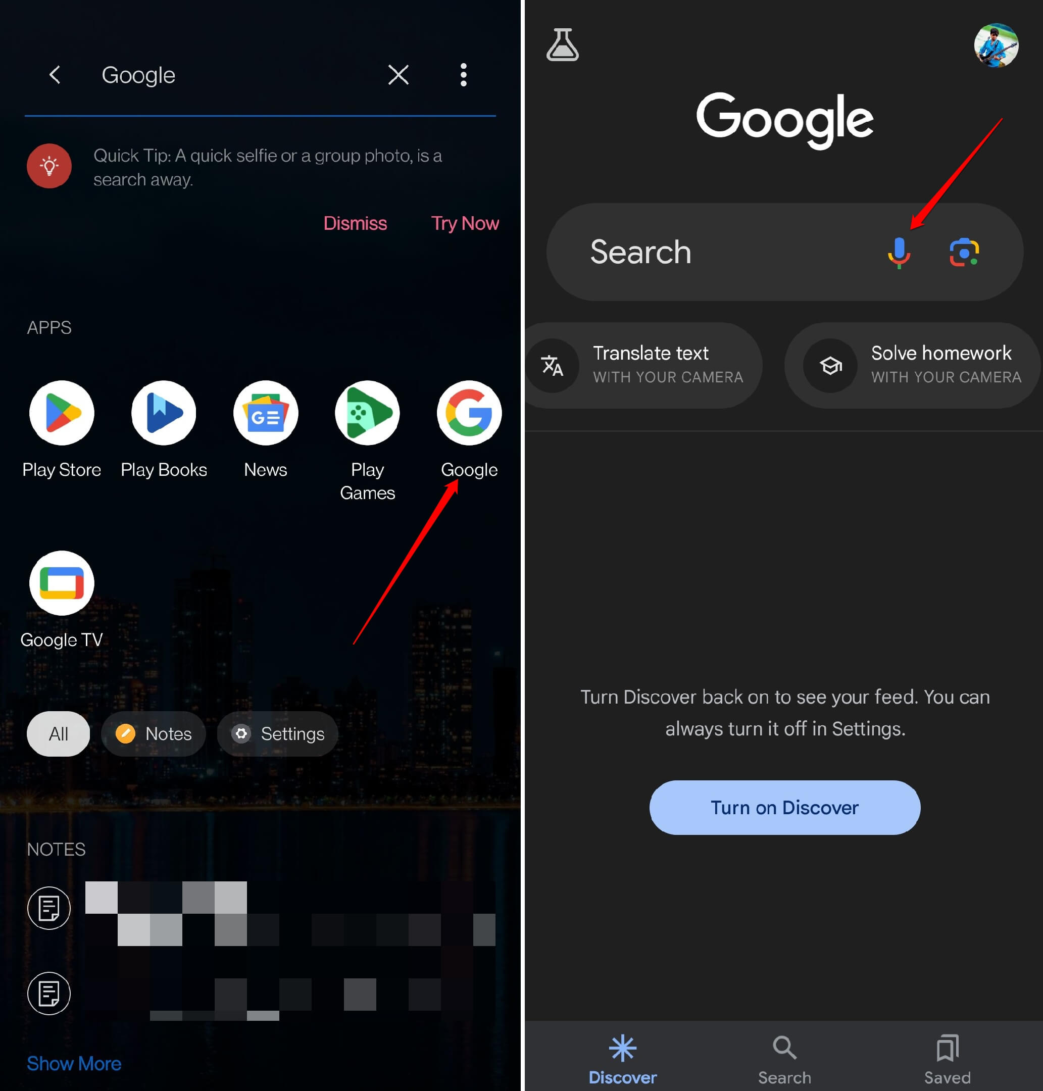 Starten Sie die Google-App auf Ihrem Telefon