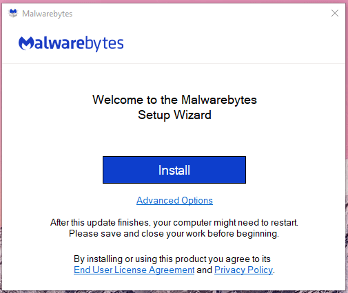 Descarga e instala Malwarebytes o cualquier otra solución mencionada