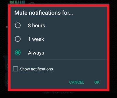 Disattiva Notifiche per..