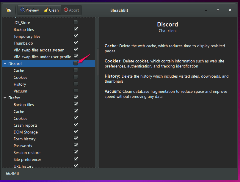 (3) Seleccionar todas las opciones de Discord