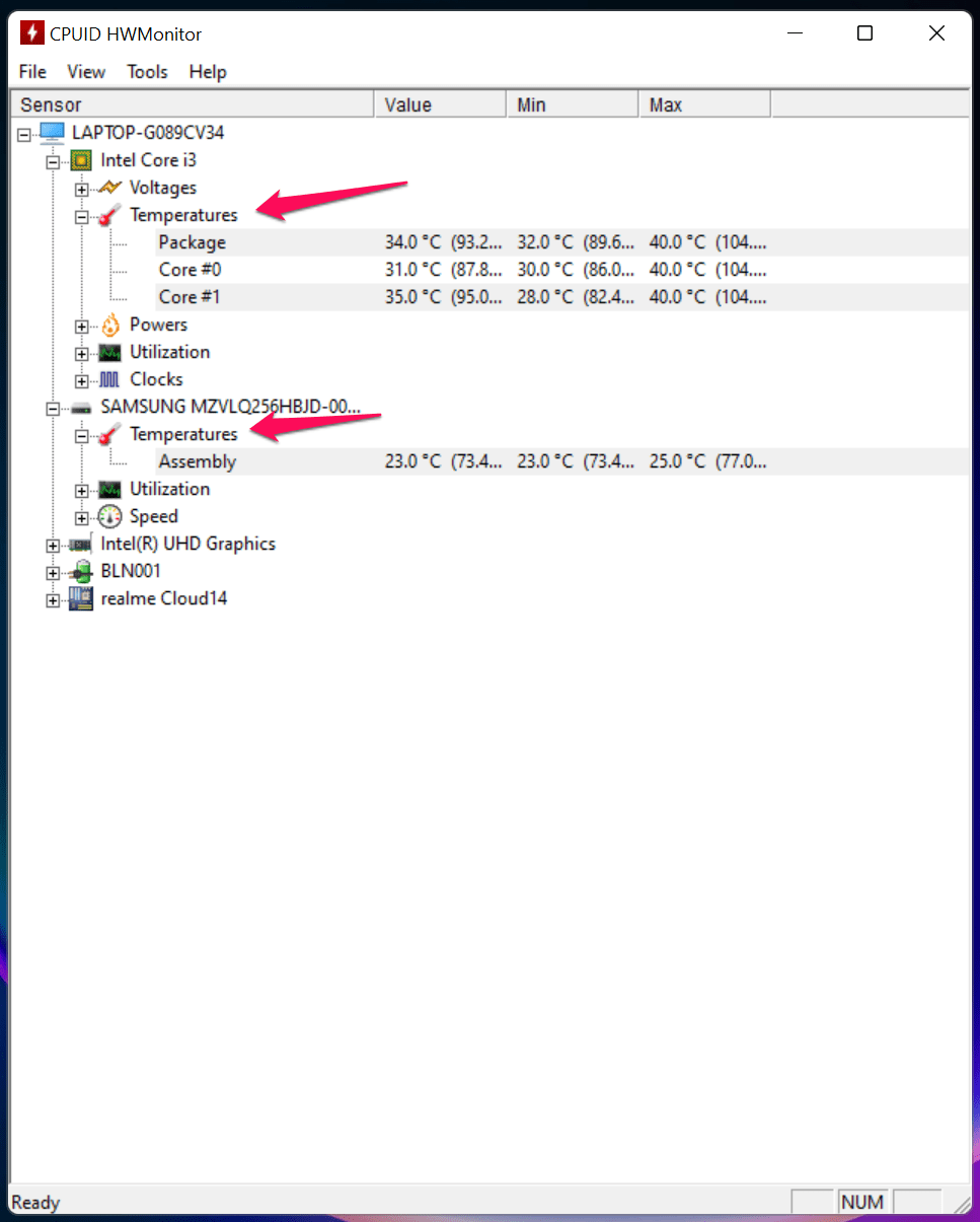 Temperatura CPU Intel