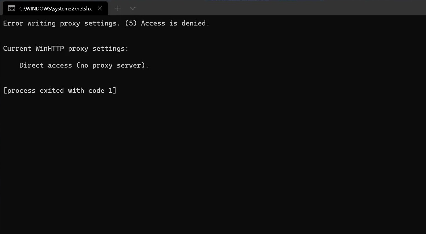 Errore Scrittura Impostazioni Proxy