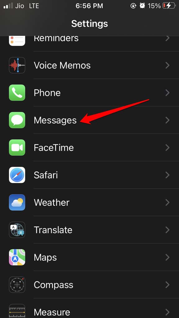 impostazioni Messaggi iOS