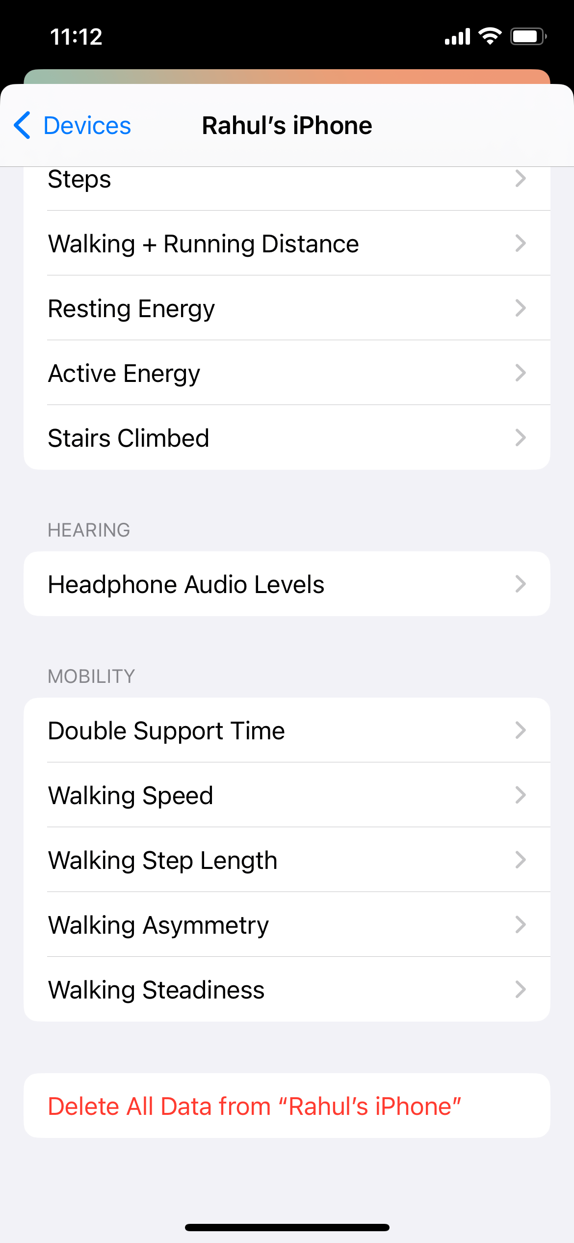 selecciona Eliminar datos de (tu iPhone)