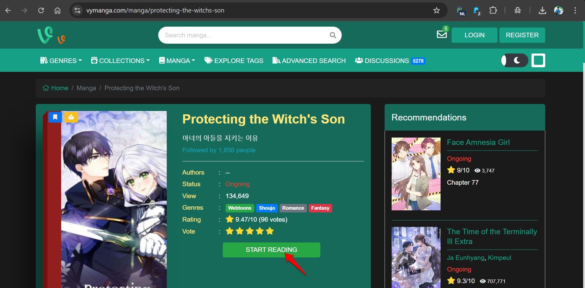 wie man einen Manga auf Vyvymanga öffnet