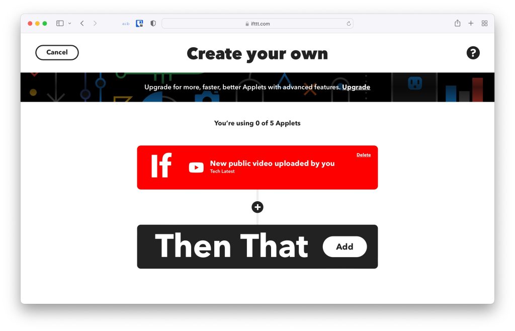 IFTTT Alors cela - Webhook Discord YouTube