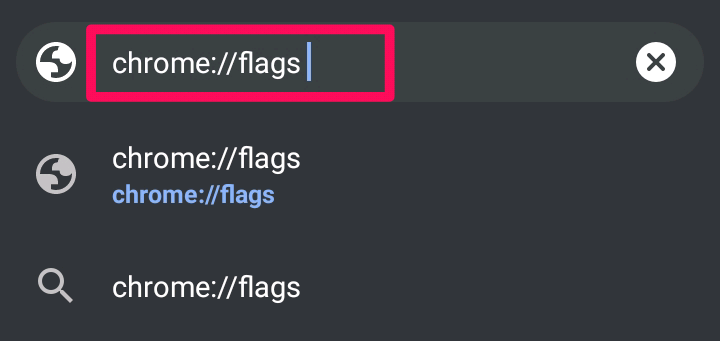 Geben Sie Chrome-Flags in die Suchleiste ein