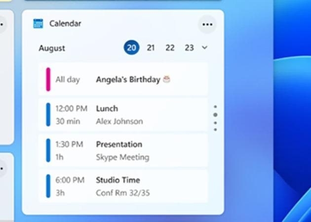 Widget de Calendario - Mejores Widgets para Windows 11
