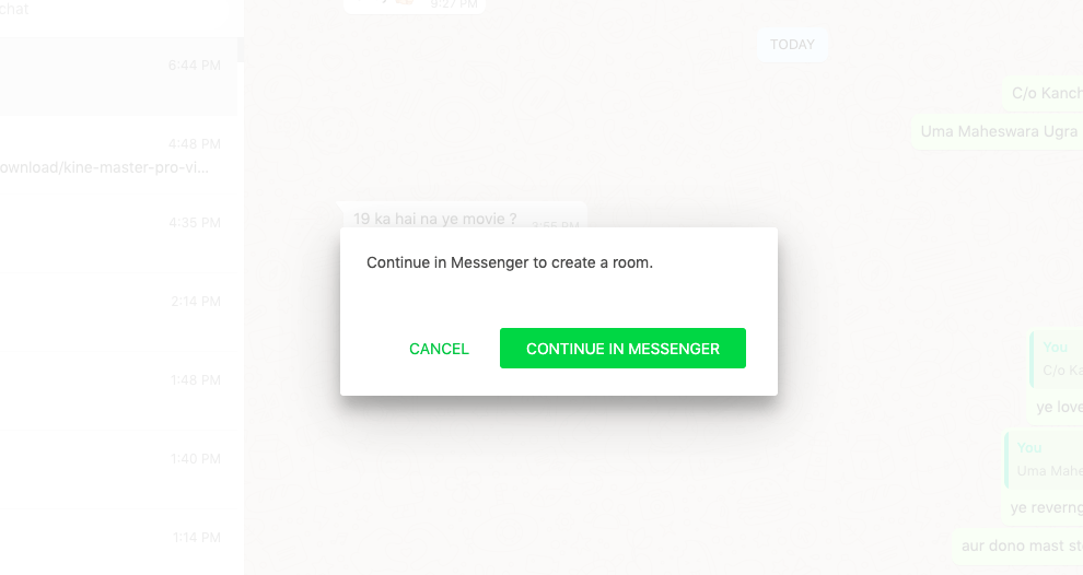 FB Messengerでのルーム作成