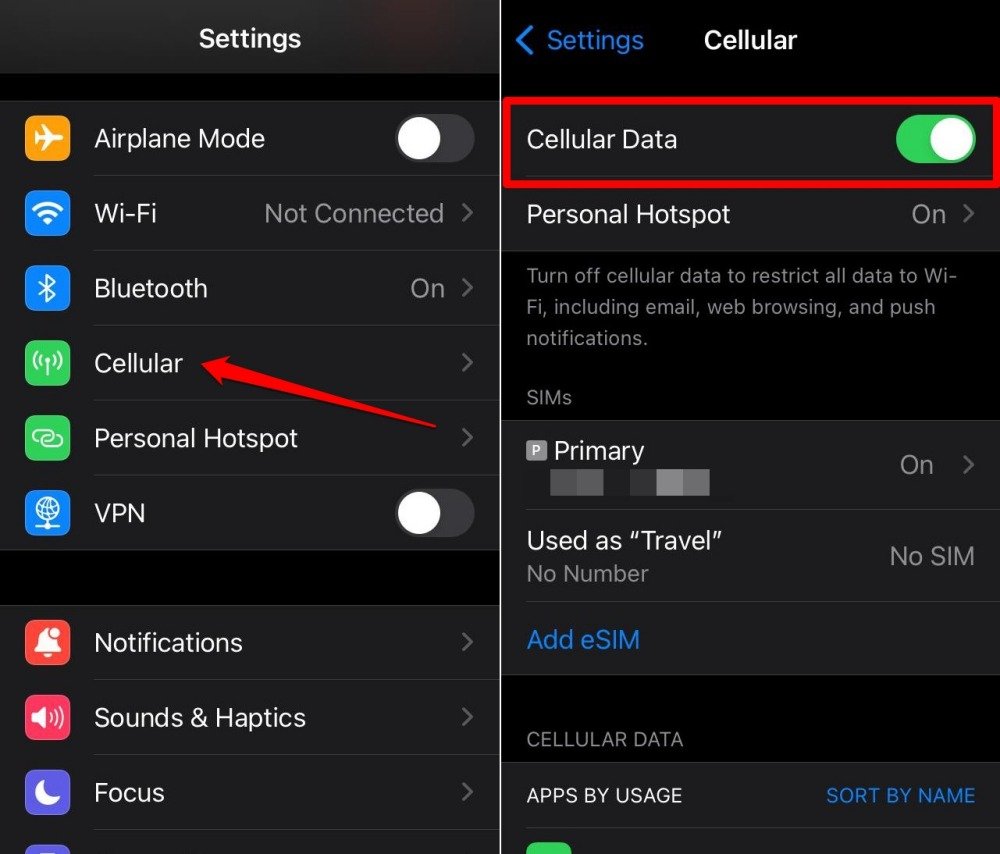utiliser les données cellulaires de l'iPhone