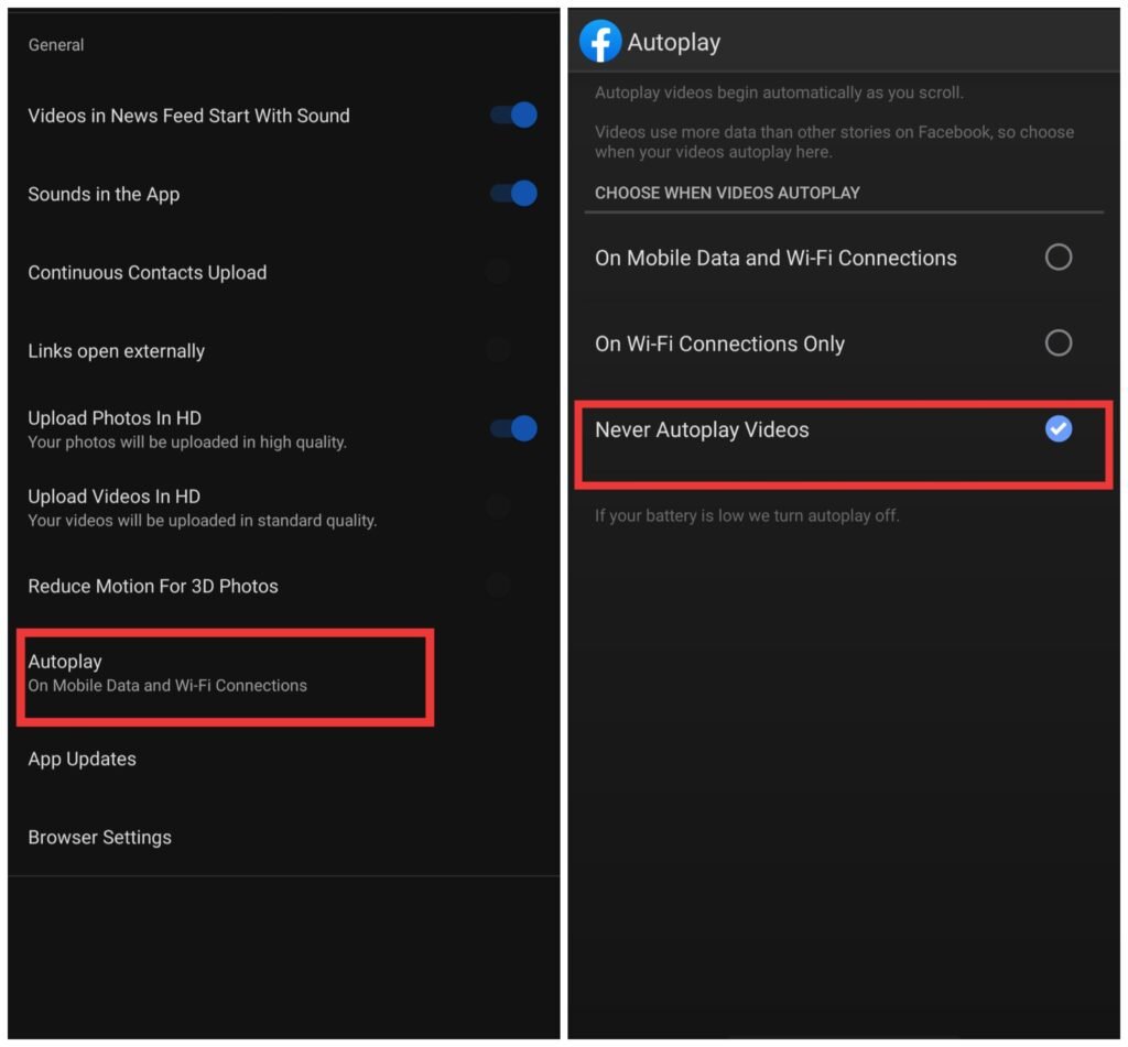 Deaktivieren Sie die Video-Autoplay-Option auf Facebook