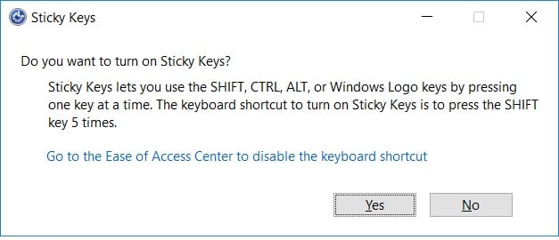 Turn Off Sticky Keys