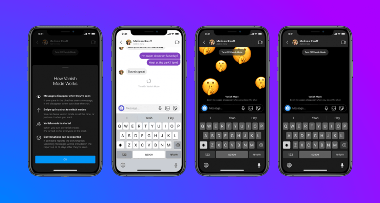 InstagramのFBダイレクトメッセージでVanish Modeを使用