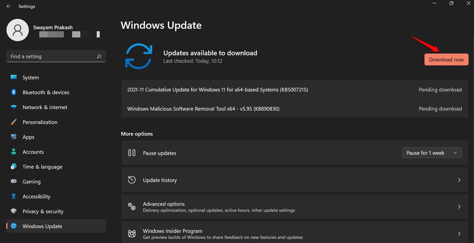 Windows 11 업데이트 다운로드