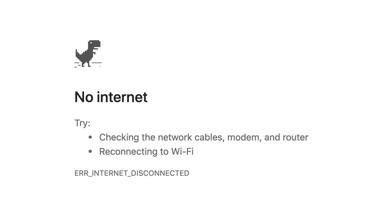 Errore di Browser Particolare Nessuna Internet