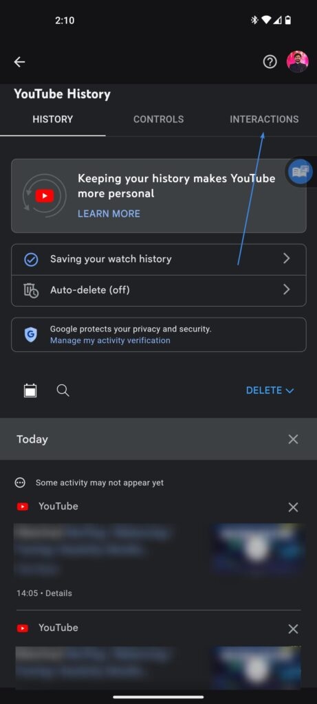 YouTubeのコメント履歴 Android