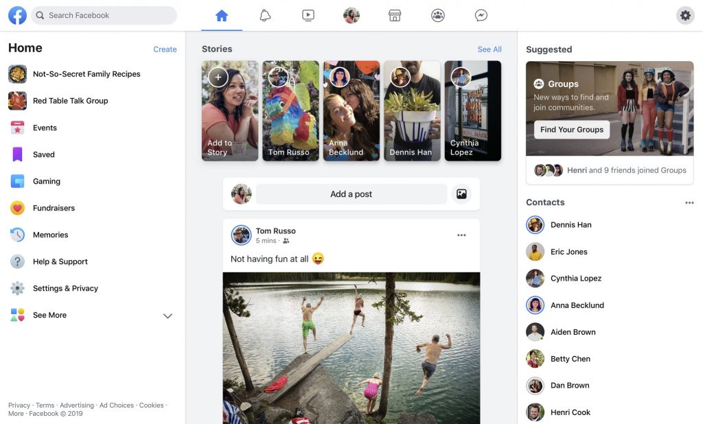 Nouveau design de Facebook