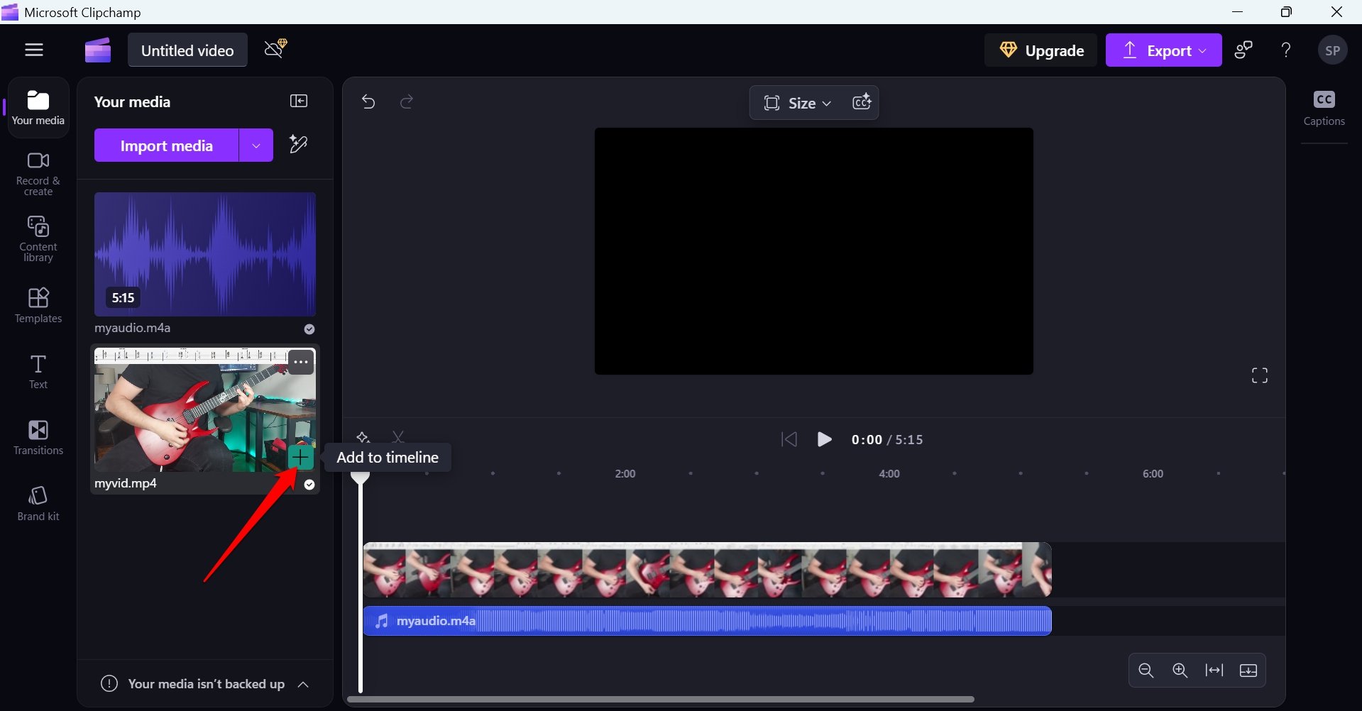 comment ajouter des médias à la timeline d'édition dans Clipchamp PC