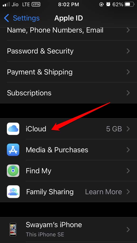 ouvrir les paramètres iCloud