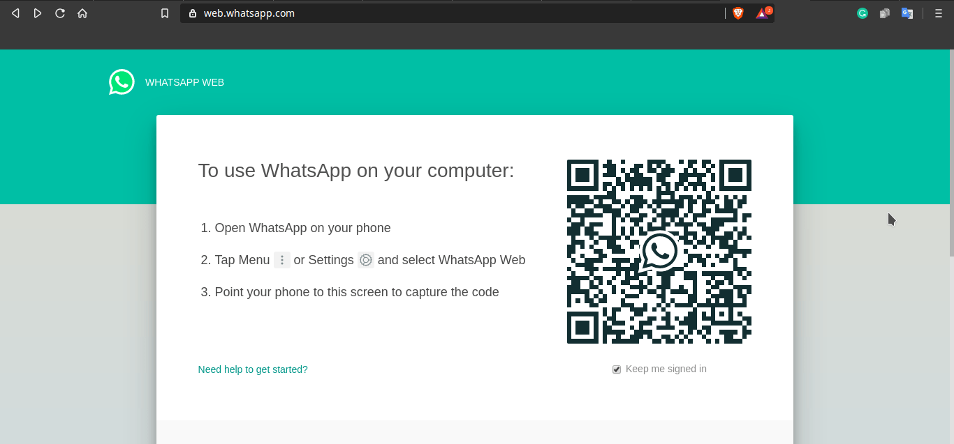 QR di WhatsApp Web per PC