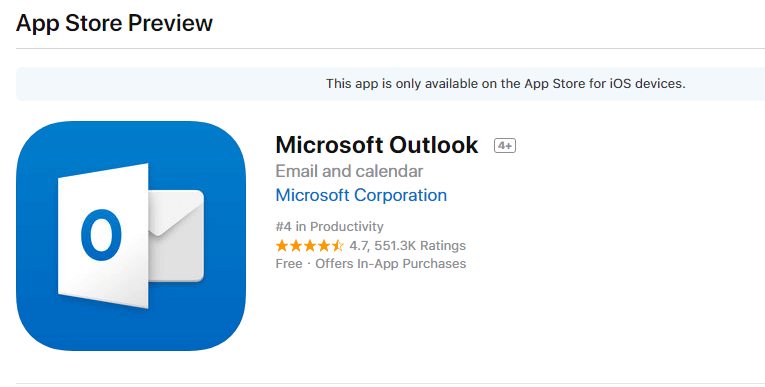 Aplicación de Microsoft Outlook para iOS