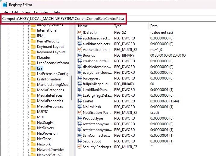 Regedit LSA - La protezione dell'autorità di sicurezza locale è disattivata