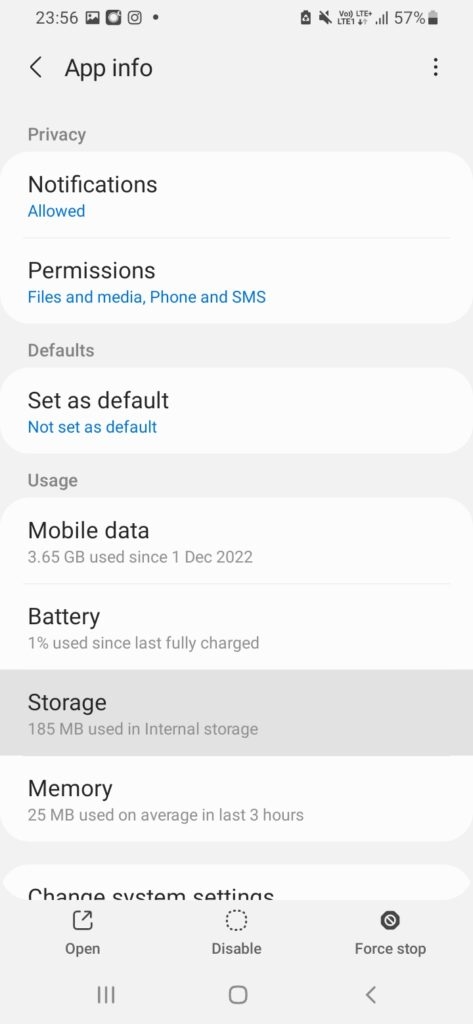 Impostazioni di archiviazione Android - Errore 