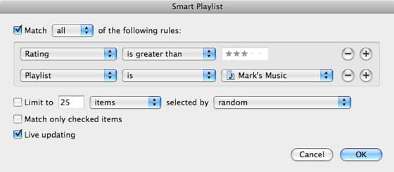 Criando Playlists Inteligentes com base em outras playlists
