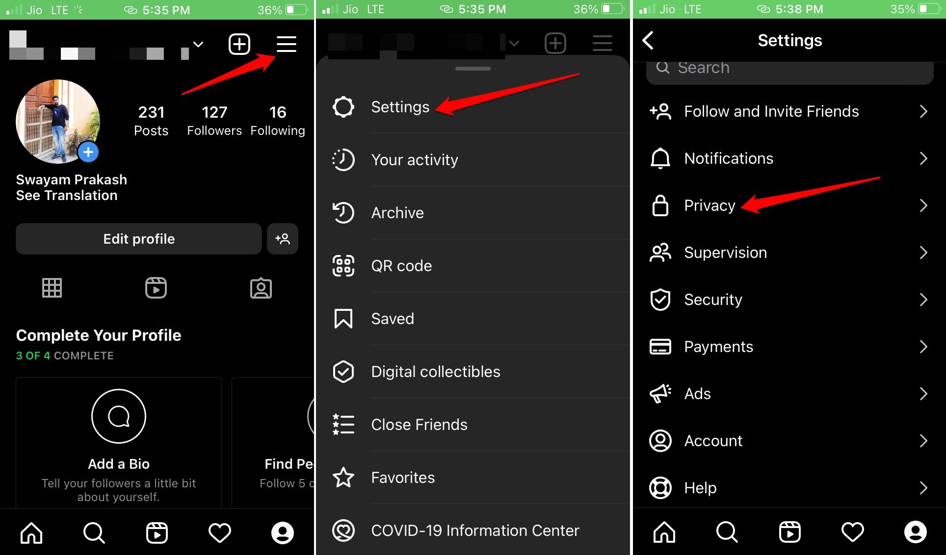 Impostazioni privacy di Instagram