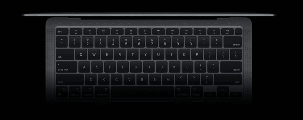 백라이트가 있는 MacBook Air 키보드